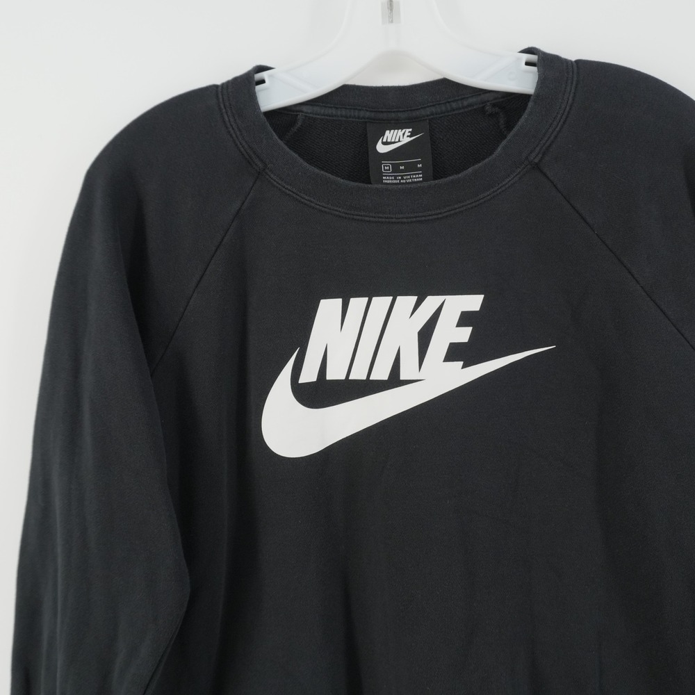 Nike Sweatshirt Womens Medium Black BV4112-010 Futura Logo Raglan Pullover